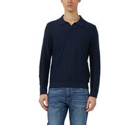 Strickpullover S.OLIVER, Herren, Gr. L, blau (navy), Strick, Obermaterial: 100% Baumwolle, unifarben, normal hüftbedeckend, Rundhals, Bündchen, Pullover Strickpullover, mit Polokragen (32740445-L) nav