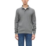 Strickpullover S.OLIVER, Herren, Gr. L, grau, Strick, Obermaterial: 100% Baumwolle, unifarben, bequem hüftbedeckend, Rundhals, Pullover Strickpullover, mit Stehkragen und Knopfleiste (50304227-L) grau