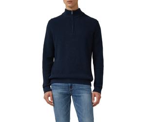 Strickpullover S.OLIVER, Herren, Gr. M, blau (navy), Grobstrick, Obermaterial: 100% Baumwolle, unifarben, normal hüftbedeckend, Rundhals, Bündchen, Pullover Strickpullover, mit Zipper (54638416-M) nav