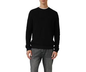 Strickpullover S.OLIVER, Herren, Gr. XXL, schwarz, Strick, Obermaterial: 100% Baumwolle, unifarben, normal hüftbedeckend, Rundhals, Bündchen, Pullover Strickpullover, langarm, Grob-Strick (10251659-XX