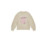 Strickpullover S.OLIVER JUNIOR, Mädchen, Gr. 140, beige, Strick, Obermaterial: 53% Polyamid, 41% Polyacryl, 6% Elasthan, bestickt, casual, hüftbedeckend, Rundhals, Langarm Flachstrickbündchen, Pullove