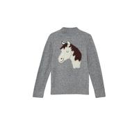 Strickpullover S.OLIVER JUNIOR, Kinder, Gr. 128/134, grau melange, Strick, Obermaterial: 53% Polyamid, 41% Polyacryl, 6% Elasthan, bedruckt, meliert, loose fit hüftbedeckend, Rundhals, Flachstrickbünd