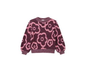 Strickpullover S.OLIVER JUNIOR, Mädchen, Gr. 104/110, rosa (burgundy), Strick, Obermaterial: 55% Viskose, 45% Polyamid, bedruckt, bequem hüftbedeckend, Rundhals, Bündchen, Pullover Strickpullover, mit