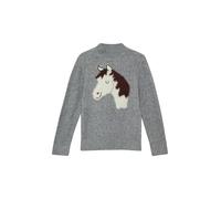 Strickpullover mit flauschigem Pferde-Motiv 128/134 grau 2170300.95W0.128_134
