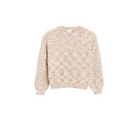 Strickpullover S.OLIVER JUNIOR, Mädchen, Gr. 146/152, bunt (soft beige), Strick, Obermaterial: 75% Polyester, 19% Polyamid, 6% metallisierte Fasern, meliert, bequem hüftlang, Rundhals, Bündchen, Pullo