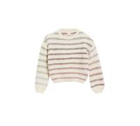 Strickpullover S.OLIVER JUNIOR, Mädchen, Gr. 158, weiß, neutral, Strick, Obermaterial: 60% Polyacryl, 31% Polyester, 9% Polyamid, gestreift, bequem hüftbedeckend, Rundhals, Bündchen, Pullover Strickpu