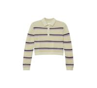 Strickpullover S.OLIVER JUNIOR, Mädchen, Gr. 170/176, beige (ecru stripe), Strick, Obermaterial: 50% Baumwolle, 50% Polyacryl, gestreift, normal taillenlang, Rundhals, Bündchen, Pullover Strickpullove
