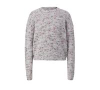 Strickpullover S.OLIVER JUNIOR, Mädchen, Gr. 170/176, grau (sanftes weiß), Strick, Obermaterial: 57% Polyacryl, 43% Polyester, meliert, normal hüftbedeckend, Rundhals, Bündchen, Pullover Strickpullove