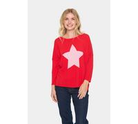 Strickpullover SAINT TROPEZ "BariaSZ", Damen, Gr. L (40), rot (racing rot), Strick, Obermaterial: 50% Viskose, 28% Polyester, 21% Polyacryl, 1% metallisierte Fasern, unifarben, regular fit, Pullover S