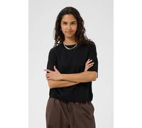 Strickpullover SAINT TROPEZ "MilaSZ Boxy SS Pullover", Damen, Gr. S, schwarz, Strick, Obermaterial: 70% Viskose, 30% Polyester, unifarben, oversize normal, Rundhals, Pullover Strickpullover, Viskosemi