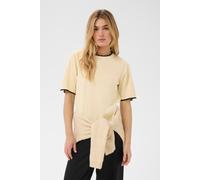 Strickpullover SAINT TROPEZ "MilaSZ Contrast Stripe SS Pullover", Damen, Gr. M, beige (birch nightsky contrast str.), Strick, Obermaterial: 70% Viskose, 30% Polyester, unifarben, regular fit normal, R
