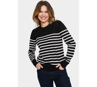 Strickpullover SAINT TROPEZ "MilaSZ LS Striped", Damen, Gr. XL, schwarz (schwarz mila stripe), Strick, Obermaterial: 80% Viskose, 20% Polyacryl, gestreift, regular fit normal, Rundhals, Pullover Stric