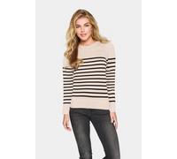 Strickpullover SAINT TROPEZ "MilaSZ LS Striped", Damen, Gr. XS, beige (gray morn mila stripe), Strick, Obermaterial: 80% Viskose, 20% Polyacryl, gestreift, regular fit normal, Rundhals, Pullover Stric