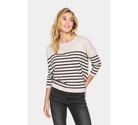 Strickpullover SAINT TROPEZ "MilaSZ R-neck Stripe", Damen, Gr. L, beige (gray morn mila stripe), Feinstrick, Obermaterial: 80% Viskose, 20% Polyacryl, gestreift, bequem normal, Rundhals, Pullover Stri
