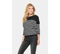 Strickpullover SAINT TROPEZ "MilaSZ R-neck Stripe", Damen, Gr. XXL, schwarz (schwarz mila stripe), Feinstrick, Obermaterial: 80% Viskose, 20% Polyacryl, gestreift, bequem normal, Rundhals, Pullover St