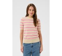 Strickpullover SAINT TROPEZ "MilaSZ SS Block Stripe Pullover", Damen, Gr. M, cameo pink birch block stripe, Strick, Obermaterial: 70% Viskose, 30% Polyester, gestreift, hüftlang, Rundhals, Rippstrickb