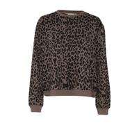 Strickpullover SAINT TROPEZ "Sweatshirt ZherrySZ", Damen, Gr. S, braun (chocolate braun leopard), Obermaterial: 60% Baumwolle CO. 40% Polyester PES., Pullover Strickpullover (41110251-S) chocolate bra
