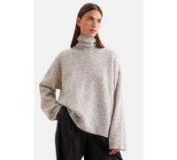Strickpullover SEIDENSTICKER, Damen, Gr. L, grau, 33% Wolle, 33% Ziegenhaar, 28% Polyamid, 6% Elasthan, unifarben, oversize, ohne Ausschnitt, Pullover Strickpullover, Sweater Uni (58929166-L) grau