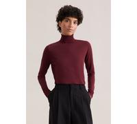 Strickpullover SEIDENSTICKER, Damen, Gr. L, rot, 90% Baumwolle, 10% Seide, unifarben, slim fit, ohne Ausschnitt, Pullover Strickpullover, 1/1 Rollkragen Uni (47538202-L) rot