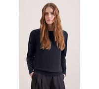 Strickpullover SEIDENSTICKER, Damen, Gr. L, schwarz (dunkelblau), 90% Wolle, 10% Seide, unifarben, regular fit, Rundhals, Pullover Strickpullover, Sweater Uni (30421264-L) dunkelblau