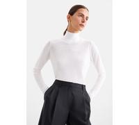 Strickpullover SEIDENSTICKER, Damen, Gr. L, weß, 90% Baumwolle, 10% Seide, unifarben, slim fit, ohne Ausschnitt, Pullover Strickpullover, 1/1 Rollkragen Uni (20813722-L) weß