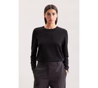 Strickpullover SEIDENSTICKER, Damen, Gr. M, schwarz, 90% Wolle, 10% Seide, unifarben, regular fit, Rundhals, Pullover Strickpullover (23712338-M) schwarz