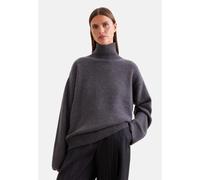 Strickpullover SEIDENSTICKER, Damen, Gr. S, grau (dunkelgrau), 80% Wolle, 15% Polyamid, 5% Kaschmir, unifarben, relaxed fit, ohne Ausschnitt, Pullover Strickpullover, Sweater Uni (90898138-S) dunkelgr