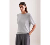 Strickpullover SEIDENSTICKER, Damen, Gr. S, silber, 68% Baumwolle, 32% metallisierte Fasern, gestreift, regular fit, Rundhals, Pullover Strickpullover, Sweater Gestreift (50300923-S) silber