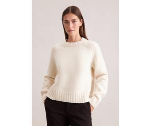 Strickpullover SEIDENSTICKER, Damen, Gr. XL, beige, 80% Wolle, 15% Polyamid, 5% Kaschmir, unifarben, regular fit, Rundhals, Pullover Strickpullover, 1/1 Rundhals Uni (75479359-XL) beige