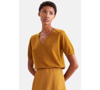 Strickpullover SEIDENSTICKER, Damen, Gr. XL, gelb (messing), 90% Wolle, 10% Seide, unifarben, regular fit, V-Ausschnitt, Pullover Strickpullover, Sweater Uni (45941560-XL) messing