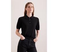 Strickpullover SEIDENSTICKER, Damen, Gr. XL, schwarz, 90% Wolle, 10% Seide, regular fit, Pullover Strickpullover, Polo (89800747-XL) schwarz