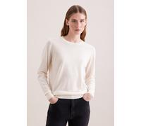 Strickpullover SEIDENSTICKER, Damen, Gr. XL, weiß (sanftes weiß), 90% Wolle, 10% Seide, unifarben, regular fit, Rundhals, Pullover Strickpullover, Sweater Uni (51612064-XL) sanftes weiß