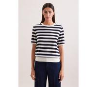 Strickpullover SEIDENSTICKER, Damen, Gr. XS, marine, 90% Wolle, 10% Seide, gestreift, regular fit, Rundhals, Pullover Strickpullover, Sweater Gestreift (34560904-XS) marine