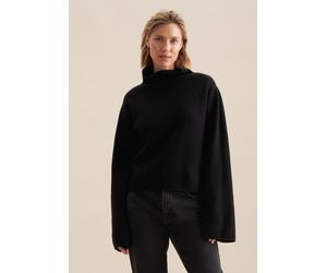 Strickpullover SEIDENSTICKER "Schwarze Rose", Damen, Gr. M, schwarz, 80% Wolle, 15% Polyamid, 5% Kaschmir, oversize, ohne Ausschnitt, Pullover Strickpullover, 1/1 Turtleneck (18601167-M) schwarz