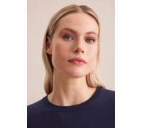 Strickpullover SEIDENSTICKER "Schwarze Rose", Damen, Gr. S, blau (navy), 90% Wolle, 10% Seide, regular fit, Rundhals, Pullover, 1/2 Rundhals (71740169-S) navy