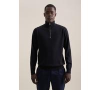 Strickpullover SEIDENSTICKER "Schwarze Rose", Herren, Gr. 3XL, blau (dunkelblau), 100% Wolle, unifarben, regular fit, ohne Ausschnitt, Pullover Strickpullover, Quarter Zip Uni (47147811-XXXL) dunkelbl