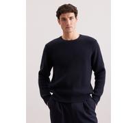Strickpullover SEIDENSTICKER "Schwarze Rose", Herren, Gr. L, navy, 55% Wolle, 25% Modal, 20% Polyamid, unifarben, regular fit, Rundhals, Pullover Strickpullover, 1/1 Rundhals Uni (63654452-L) navy