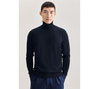Strickpullover SEIDENSTICKER "Schwarze Rose", Herren, Gr. S, blau (dunkelblau), 100% Wolle, unifarben, regular fit, Rundhals, Pullover Strickpullover, 1/1 Rollkragen Uni (24096936-S) dunkelblau
