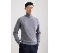 Strickpullover SEIDENSTICKER "Schwarze Rose", Herren, Gr. S, grau, 100% Kaschmir, unifarben, regular fit, ohne Ausschnitt, Pullover Strickpullover, 1/1 Rollkragen Uni (18191031-S) grau