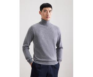 Strickpullover SEIDENSTICKER "Schwarze Rose", Herren, Gr. XL, grau, 100% Kaschmir, unifarben, regular fit, ohne Ausschnitt, Pullover Strickpullover, 1/1 Rollkragen Uni (18191031-XL) grau