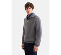 Strickpullover SEIDENSTICKER "Schwarze Rose", Herren, Gr. XL, grau, 55% Wolle, 25% Modal, 20% Polyamid, unifarben, regular fit, ohne Ausschnitt, Pullover Strickpullover, Troyer Uni (66656643-XL) grau