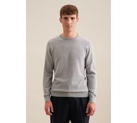 Strickpullover SEIDENSTICKER "Schwarze Rose", Herren, Gr. XL, grau (hellgrau), 100% Baumwolle, unifarben, regular fit, Rundhals, Pullover Strickpullover, 1/1 Rundhals (23597754-XL) hellgrau