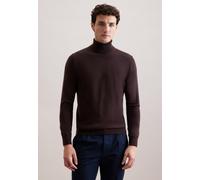 Strickpullover SEIDENSTICKER "Schwarze Rose", Herren, Gr. XXL, braun (dunkelbraun), 100% Wolle, unifarben, regular fit, Rundhals, Pullover Strickpullover, 1/1 Rollkragen Uni (75293956-XXL) dunkelbraun