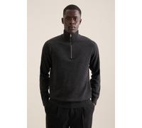 Strickpullover SEIDENSTICKER "Schwarze Rose", Herren, Gr. XXL, grau (anthra mélange), 100% Wolle, unifarben, regular fit, ohne Ausschnitt, Pullover Strickpullover, Quarter Zip Uni (42440559-XXL) anthr