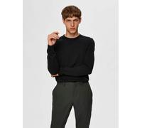 Strickpullover SELECTED HOMME "SLHBERG CREW NECK NOOS", Herren, Gr. M, schwarz, Strick, Obermaterial: 100% Baumwolle, unifarben, regular fit normal, Rundhals, Rippbündchen, Pullover Strickpullover (15