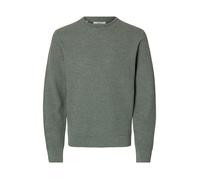 Strickpullover SELECTED HOMME "SLHROSS LS KNIT STRUCTURE CREW NECK NOOS", Herren, Gr. M, balsam grün detail:aqua gray, Strick, Obermaterial: 100% Baumwolle, unifarben, regular fit normal, Rundhals, Ri