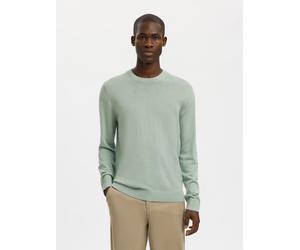 Strickpullover SELECTED "SLHTRAY LS KNIT MERINO CREW NECK NOOS", Herren, Gr. S, aqua gray, Strick, Obermaterial: 100% Wolle, unifarben, regular fit normal, Rundhals, Rippbündchen, Pullover Strickpullo