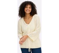 Strickpullover SHEEGO "3/4-Arm-Pullover", Damen, Gr. 48/50, beige (champagner), 60% Baumwolle, 40% Viskose, unifarben, Pullover Strickpullover (90612624-48) champagner