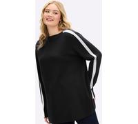 Strickpullover SHEEGO "Pullover", Damen, Gr. 44/46, bunt (schwarz, ecru), 50% Viskose, 28% Polyester, 22% Polyamid, unifarben, Pullover Strickpullover (12587756-44) schwarz, ecru