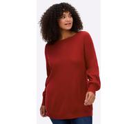 Strickpullover SHEEGO "Pullover", Damen, Gr. 48/50, rot (kirsche), 100% Polyacryl, unifarben, Pullover Strickpullover (93118725-48) kirsche